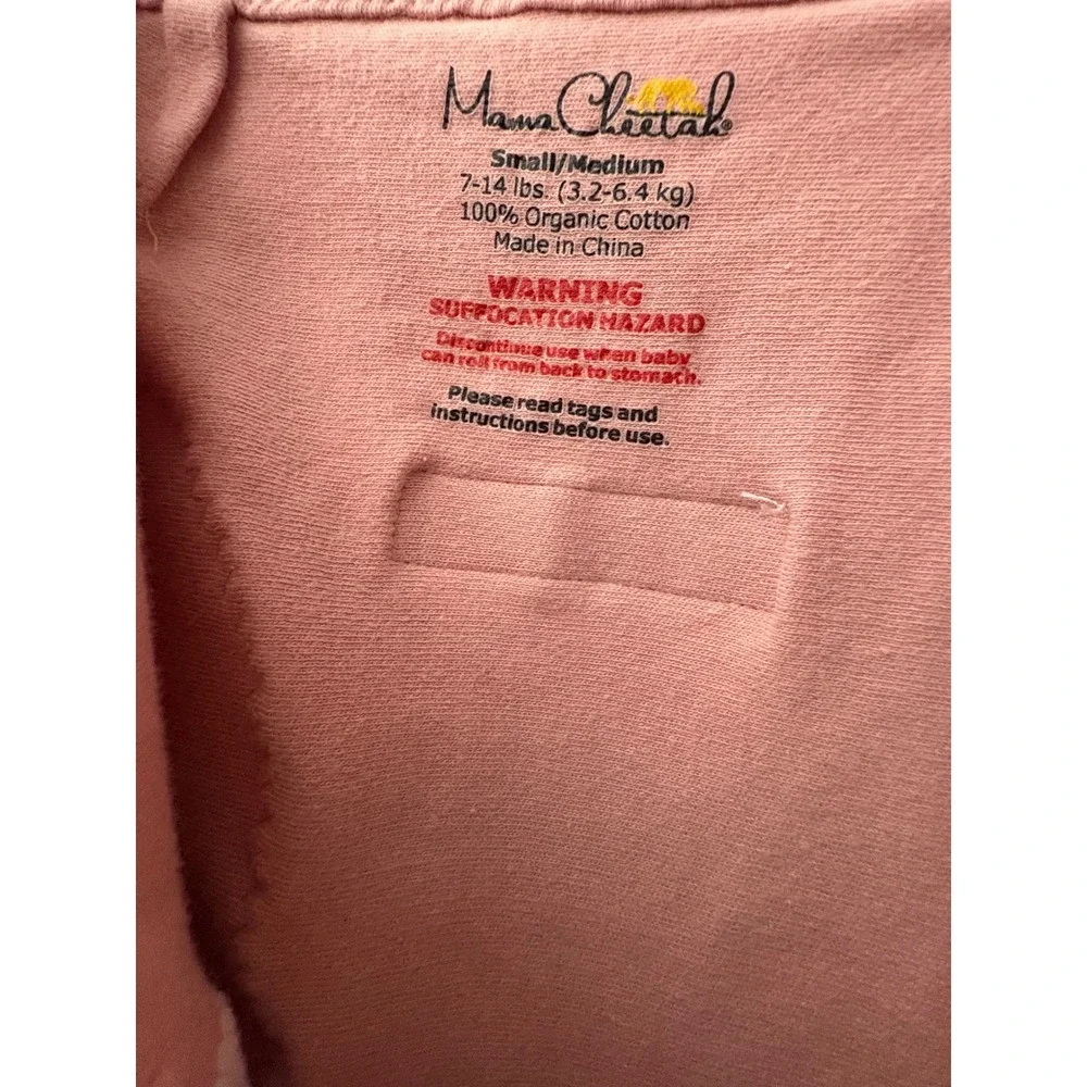 Mama Cheetah Organic Cotton Baby Swaddle Pink Small/Medium 7-14 lbs EUC